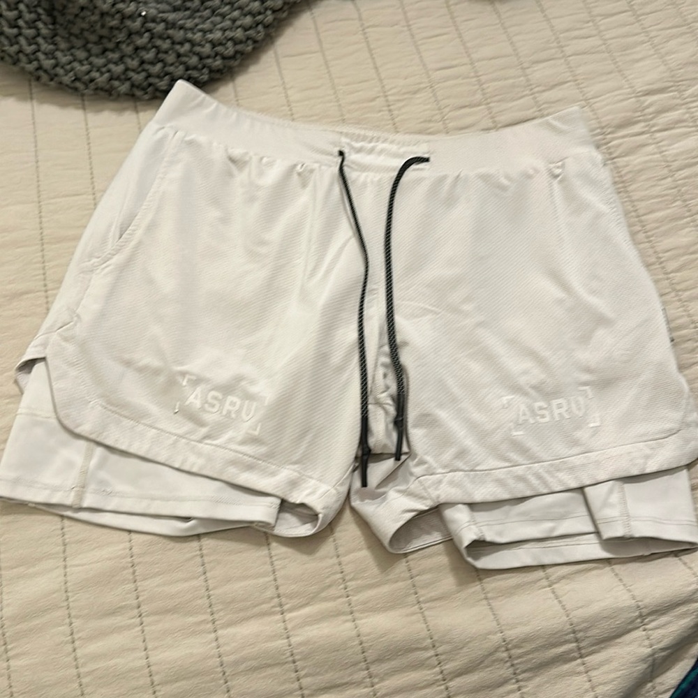 ASRV cream/khaki athletic shorts